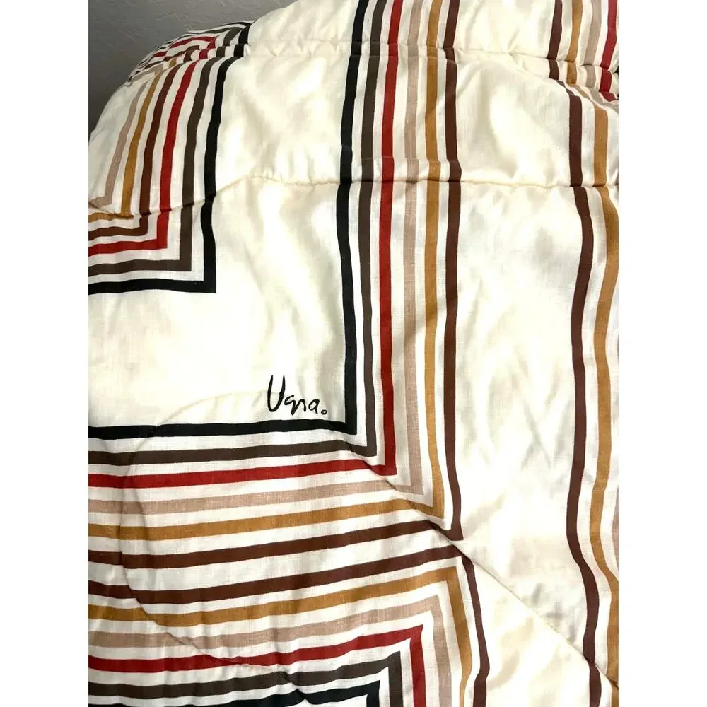 Vintage Vera Neumann for Burlington Reversible Cotton Bedspread Quilt 75” x 79”
